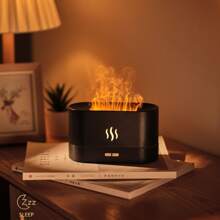 1PC多彩火焰香薰機模擬火焰家用香薰機辦公室桌上型高霧火焰加濕器火焰香薰機家用迷你香薰機夜燈加濕先生桌上型香薰加濕器 - 黑色 - 查看 6