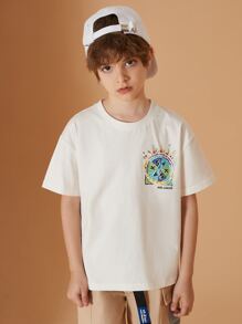 Tween Boy Printed Short Sleeve T-Shirt - White - View 7