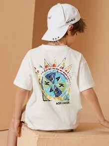 Tween Boy Printed Short Sleeve T-Shirt - White - View 8
