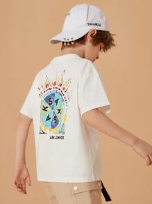Tween Boy Printed Short Sleeve T-Shirt - White - View 4