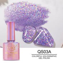 VOKY 新款 7ML 彩虹全息激光指甲凝膠 指甲油，多彩亮片指甲油凝膠使用 UV/LED 燈固化，適用於家庭及美甲沙龍美甲藝術 - 紫色 - 查看 1