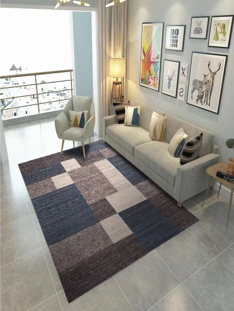 1pc Plush Luxurious Style Carpet Rug, Bedroom Bedside Full Pile Floor Mat, Living Room Decor, Anti-slip Absorbent Rug - Multicolor - View 1