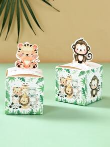 24 piezas de cajas de regalo de papel con estampado de animales, cajas de embalaje de regalo lindas con dibujos animados para decoración de fiestas de cumpleaños, Navidad y San Valentín - Multicolor - Ver 2