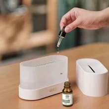 1PC多彩火焰香薰機模擬火焰家用香薰機辦公室桌上型高霧火焰加濕器火焰香薰機家用迷你香薰機夜燈加濕先生桌上型香薰加濕器 - 黑色 - 查看 7