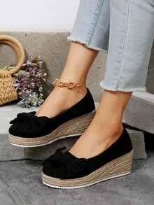 Zapatos de plataforma con tacón de cuña para mujeres con un estilo de vacaciones nuevo, elegante, versátil y cómodo - Negro - Ver 2