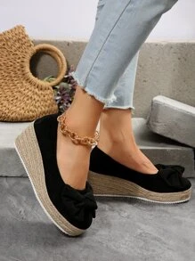 Zapatos de plataforma con tacón de cuña para mujeres con un estilo de vacaciones nuevo, elegante, versátil y cómodo - Negro - Ver 3