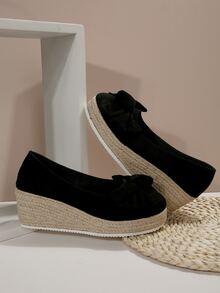 Zapatos de plataforma con tacón de cuña para mujeres con un estilo de vacaciones nuevo, elegante, versátil y cómodo - Negro - Ver 5