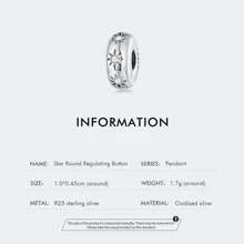 WOSTU 1pc Real 925 Sterling Silver Star Round Regulaing Button Beads Fit Original Charms Bracelet DIY Necklace S925 Fine Jewelry Making - Silver - View 7