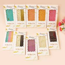 6入組白金箔裝飾鉛筆形蠟燭，適合生日派對慶祝，無菸