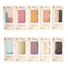 6入組白金箔裝飾鉛筆形蠟燭，適合生日派對慶祝，無菸