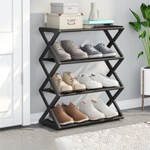 1pc Creative Multi-layer Shoe Rack, Easy To Assemble, Dustproof, Space Saving Shoe Organizer, Folding Shoe Rack With Multiple Layers - Black - View 1