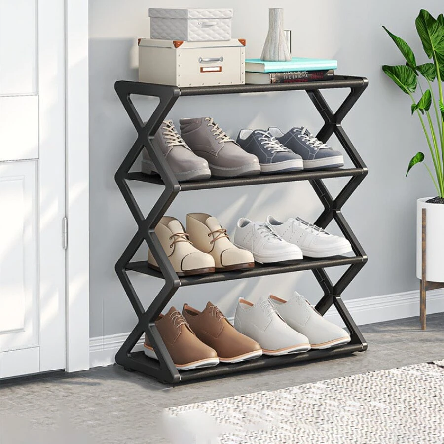 1pc Creative Multi-layer Shoe Rack, Easy To Assemble, Dustproof, Space Saving Shoe Organizer, Folding Shoe Rack With Multiple Layers - Black - View 1