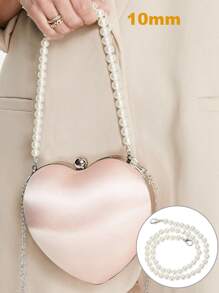 45cm圓形人造珍珠短手提鏈，可DIY更換手袋配件錢包鏈肩帶，具金屬扣環 - 白色 - 查看 1