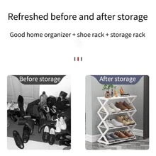1pc Creative Multi-layer Shoe Rack, Easy To Assemble, Dustproof, Space Saving Shoe Organizer, Folding Shoe Rack With Multiple Layers - Black - View 2