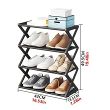 1 Miếng Creative Nhiều lớp Giá để giày , Chống bụi , Tiết kiệm không gian , Dễ dàng tập hợp Và Cửa hàng , Gấp lại Và Nhiều lớp Giày Tủ - Xám - Xem 5