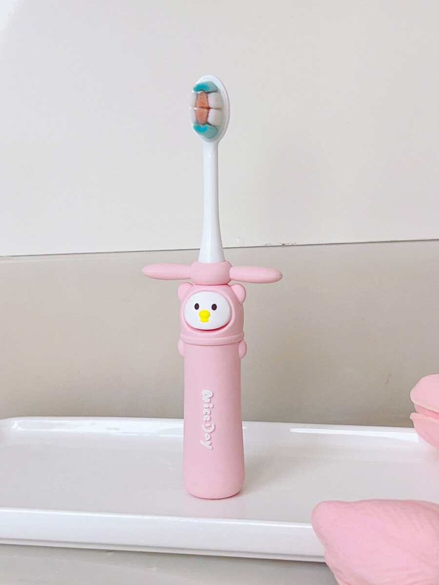 1pc Pink Penguine Shaped Cute Toothbrush For Daily Use - Pink - View 1