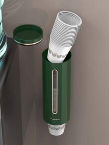 Dispensador de vasos desechables verde portavasos de plástico con función de almacenamiento creativo para dispensador de agua, cocina - Verde Oscuro - Ver 2