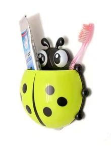 1pc Cute Cartoon Ladybug Shaped Toothbrush Holder With Suction Cup For  Creative Storage Without Drilling - Red - View 2
