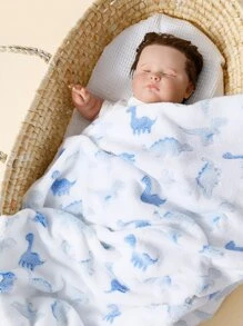 momscare 1pc Baby Swaddle Blanket Love Valentine - Blue and White - View 2