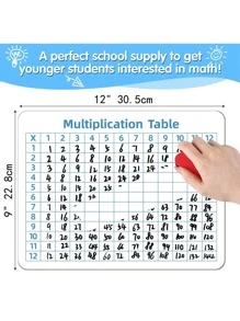Phép nhân Bảng trắng - Tính hai mặt Phép nhân Bàn , 9 X 12 Inch Tẩy khô Tấm bảng , Thích hợp Đối với Trẻ em , Sinh viên , Phòng học Và Nhà  Học tập Môn Toán Hoạt động Bảng trắng - trắng - Xem 3