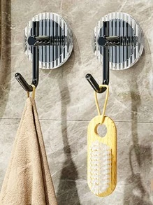 1pc Acrylic Sticky Hook For Bathroom Towel Or Clothes Hanger - Black - View 3