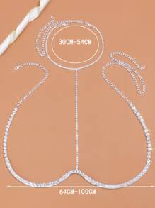 1 szt. Srebrny kolor kryształu górskiego inkrustowany zakrzywiony napierśnik Party łańcuszek z kryształkami górskimi