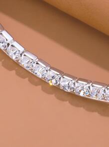 1 szt. Srebrny kolor kryształu górskiego inkrustowany zakrzywiony napierśnik Party łańcuszek z kryształkami górskimi