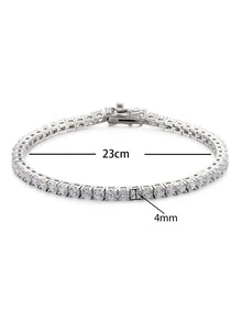 1pc 4mm Top Quality Hip Hop Four Claw Moissanite Diamond Tennis Chain Bracelet In White Gold S925 Sterling Silver Bracelet Shining Light Luxury And High-End Cool Fine Jewelry Gifts For Man - 23cm - View 7