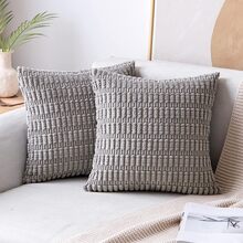 1入組簡約風燈芯絨枕套 - 淺灰色 - 查看 5