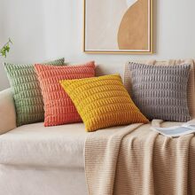 1件简约天鹅绒枕套 - 芥末黃 - 查看 5