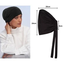 4 pièces Bandeau élastique en modal de couleur unie extensible pour les femmes, accessoires de foulard doux, abaya douce, sous-vêtements pour couvre-chef voilé