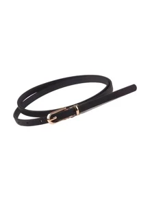 Women's Multicolor Needle Buckle Pu Leather Dress & Knitwear Decoration Fashionable Thin Waist Belt Suitable For Daily Wear Summer, School Fall, Autumn, Halloween - Black - View 4