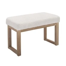 27 inch Wide Rectangle Ottoman Bench White Footstool, Fleece Look for Living Room, Bedroom, Contemporary Modern, Fleece White - 白色 - 查看 1