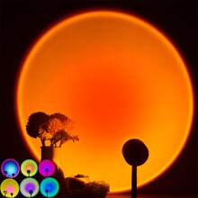 7色日落彩虹熒光色投影燈自攝影氛圍小夜燈家庭裝飾用品 - 軍綠色 - 查看 1