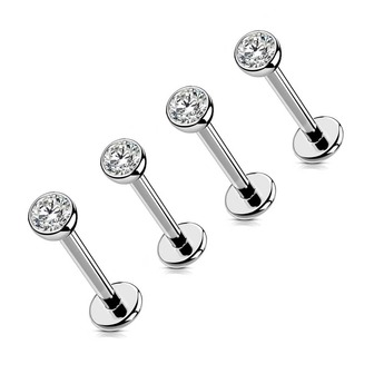 4入組G23水晶唇釘,鈦材料唇部&打耳洞首飾類包括水晶唇部&耳屏耳釘