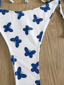 女士浪漫蝴蝶印花优雅性感两件套比基尼夏季