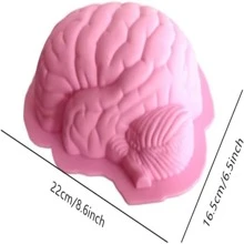 Silicone Não Hình dạng Khuôn , 3D DIY Khuôn Cho Halloween Não Hình dạng ( Màu hồng ) - Hồng - Xem 4