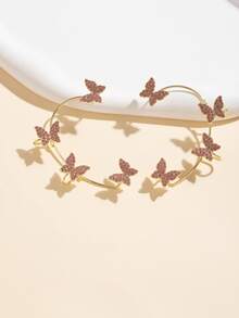 1雙時尚蝴蝶形狀銅耳環 - 粉色 - 查看 4