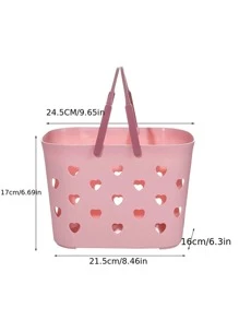 1入組多功能北歐風手提式浴室毛巾籃,塑料沐浴間置物架,適用於浴室或宿舍,情人節禮物推薦 - 粉色 - 查看 2