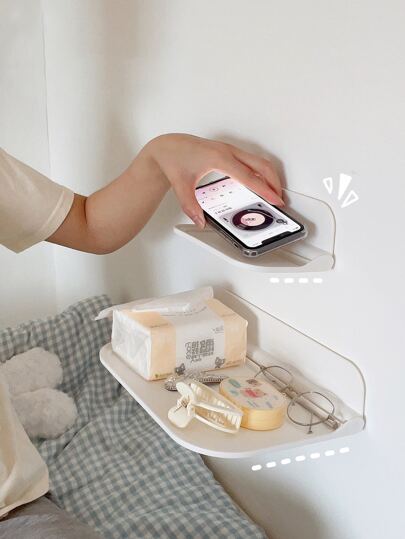 1 pieza Tablero de almacenamiento plegable de estilo minimalista para escritorio/baño, montado en la pared sin necesidad de taladrar, para artículos de primera necesidad