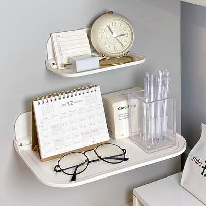 1pc Minimalist Style Desktop/Bathroom Foldable Storage Board, Wall-Mounted With No-Drill, For Daily Necessities