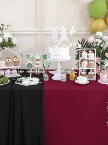 Mantel Rojo Liso Para Decoración De Fiesta O Boda (1 Pieza) - Rojo - Ver 2