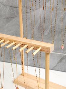 1pc Simple Elegant Wooden Jewelry Necklace Display Rack, Home Storage Organization Display Prop - Yellow - View 7
