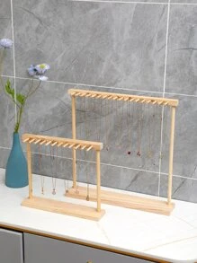 1pc Simple Elegant Wooden Jewelry Necklace Display Rack, Home Storage Organization Display Prop - Yellow - View 6