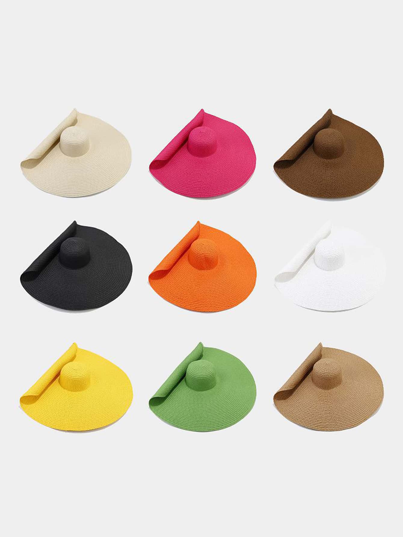 Wide Brim Straw Hat - Black - View 1