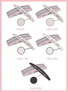 klimonla 10件套专业美甲打磨锉刀套装，半月形混合砂纸指甲锉，双面抛光，不掉砂，美甲用品，美甲工具，美甲艺术工具，返校季，美甲，美甲工具（适用于假指甲）