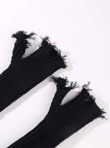 1 Cặp Găng tay len không ngón Punk màu đen dành cho nữ Găng tay giữ ấm tay Y2K dùng cho cosplay, đánh máy, lái xe - màu đen - Xem 3