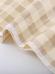 1pc Mocha Brown Plaid Picnic Mat, Foldable Family Picnic Blanket Made Of PET Material, Enjoy Outdoor Dining Without Worrying About Moisture - Mocha Brown - View 4