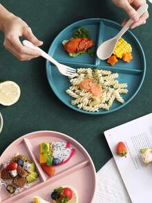 1 pieza irrompible trigo de plástico redondo Plato de cena ( Plato ) , , adecuado para niños , adultos - Rosa - Ver 2