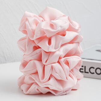 6 st/set damrosa satinrosé-hårband, enkla och eleganta, avslappnade, rosa accessoarer alla hjärtans dag, hårsnoddar, hästsvanshållare, hårsnoddar, hårband, hårnålar